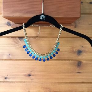 Blue and gold statement necklace